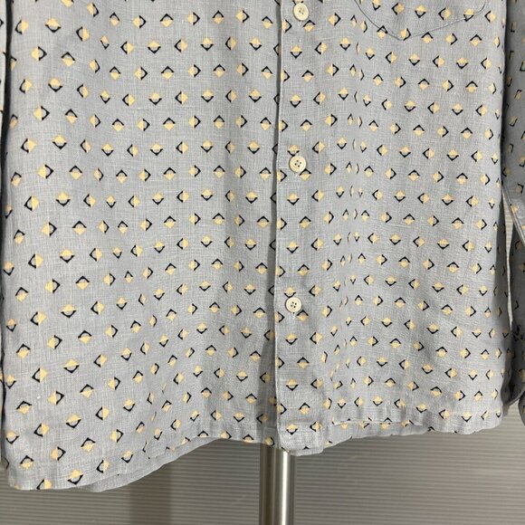 Ted Baker 100% Linen Arnel Geometric Print Button Down Summer Shirt Sz 4 (Large) - Picture 5 of 15